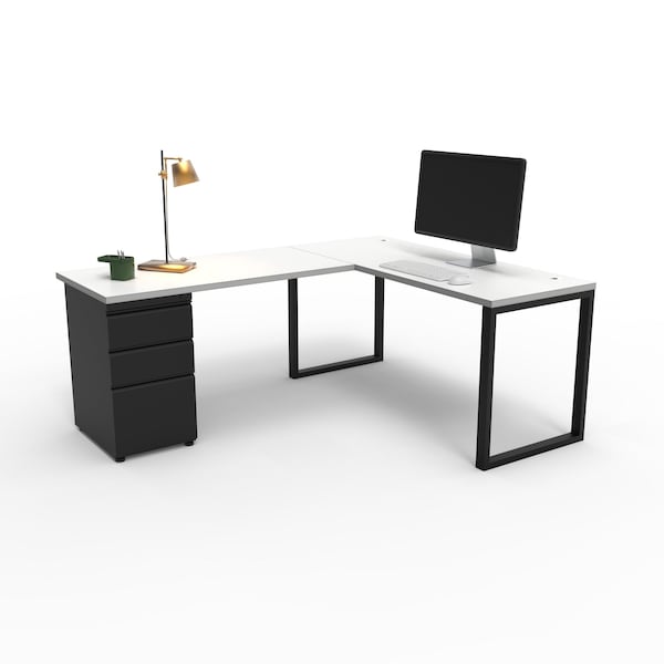 We'Re It Connect It L-Shaped Desk, 77 in D X 30 in H, 66 in W X Thermally Fused Laminate DI66304824L1BBF-BLK-459 - main
